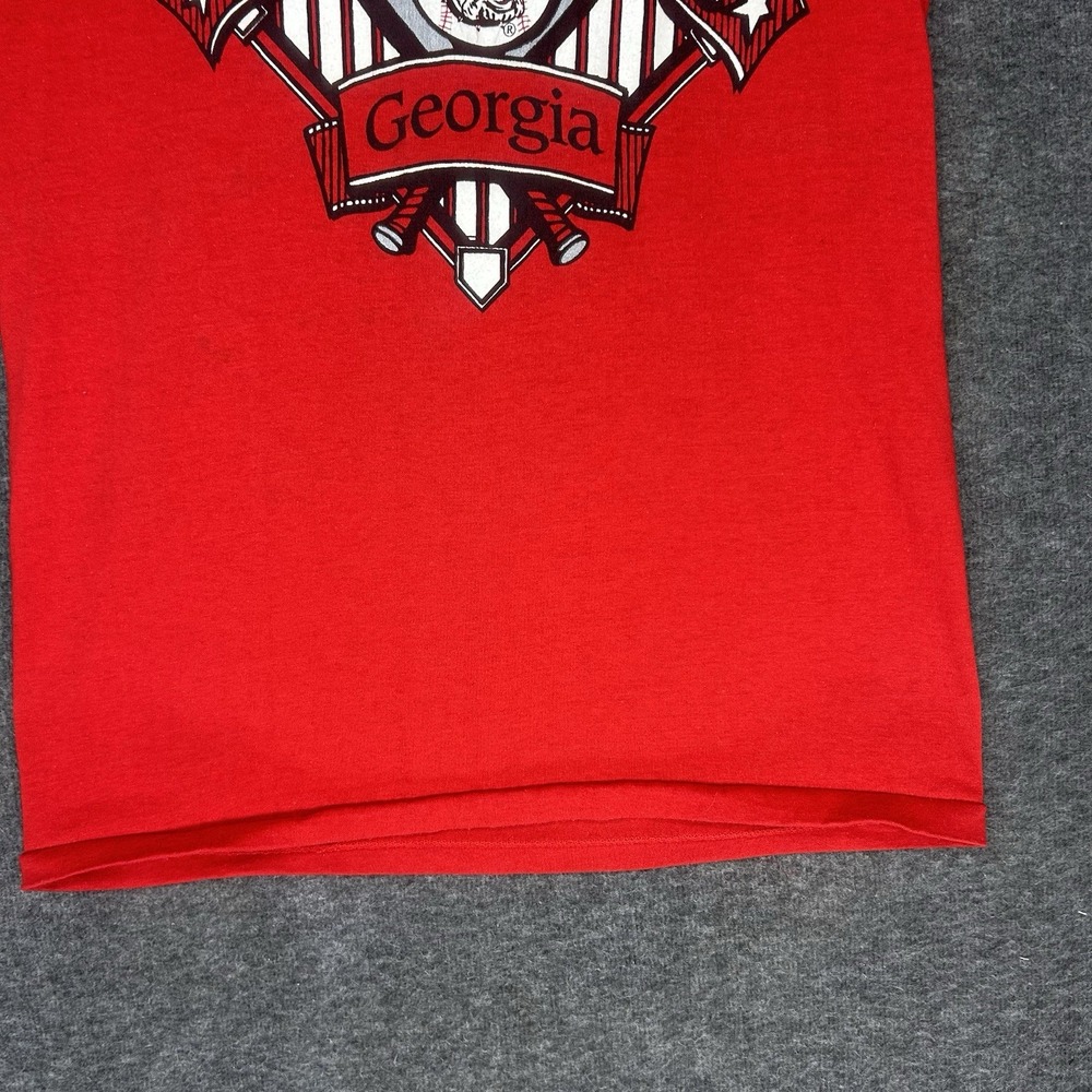 VTG Georgia Bulldogs Shirt Mens S (tag M) Red 1990 Baseball National Champions - Picture 7 of 13